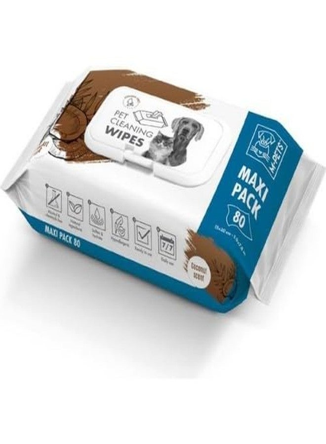 مناديل مبللة للحيوانات الأليفة من إم-بيتس، عبوة ماكسي باك، مصنوعة من جوز الهند، للكلاب والقطط، طبيعية 100%، قابلة للتحلل الحيوي، مضادة للحساسية، تنظف وتنعم بلطف، تزيل الأوساخ والروائح، تهدئ الحكة والتهيج، 80 قطعة (عبوة واحدة)